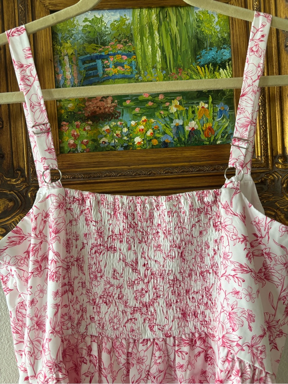 Scarlet Darkness Pink Floral Toile Milkmaid Dress - Picture 6 of 8